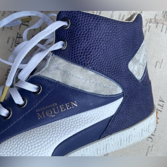 Alexander McQueen X PUMA Sample Kas High-Top Sneakers Blue Leather M9 - Picture 2 of 11
